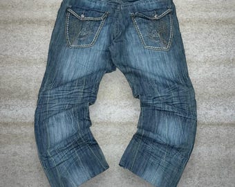 Vintage Skater Wide Leg Jeans 42x30 Fusal Dark Wash Baggy