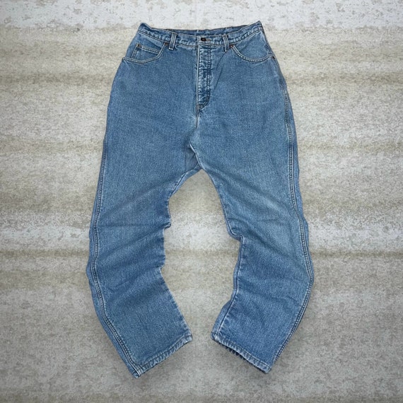Vintage Flannel Lined Work Jeans Light Wash Lands End Made in USA 90s