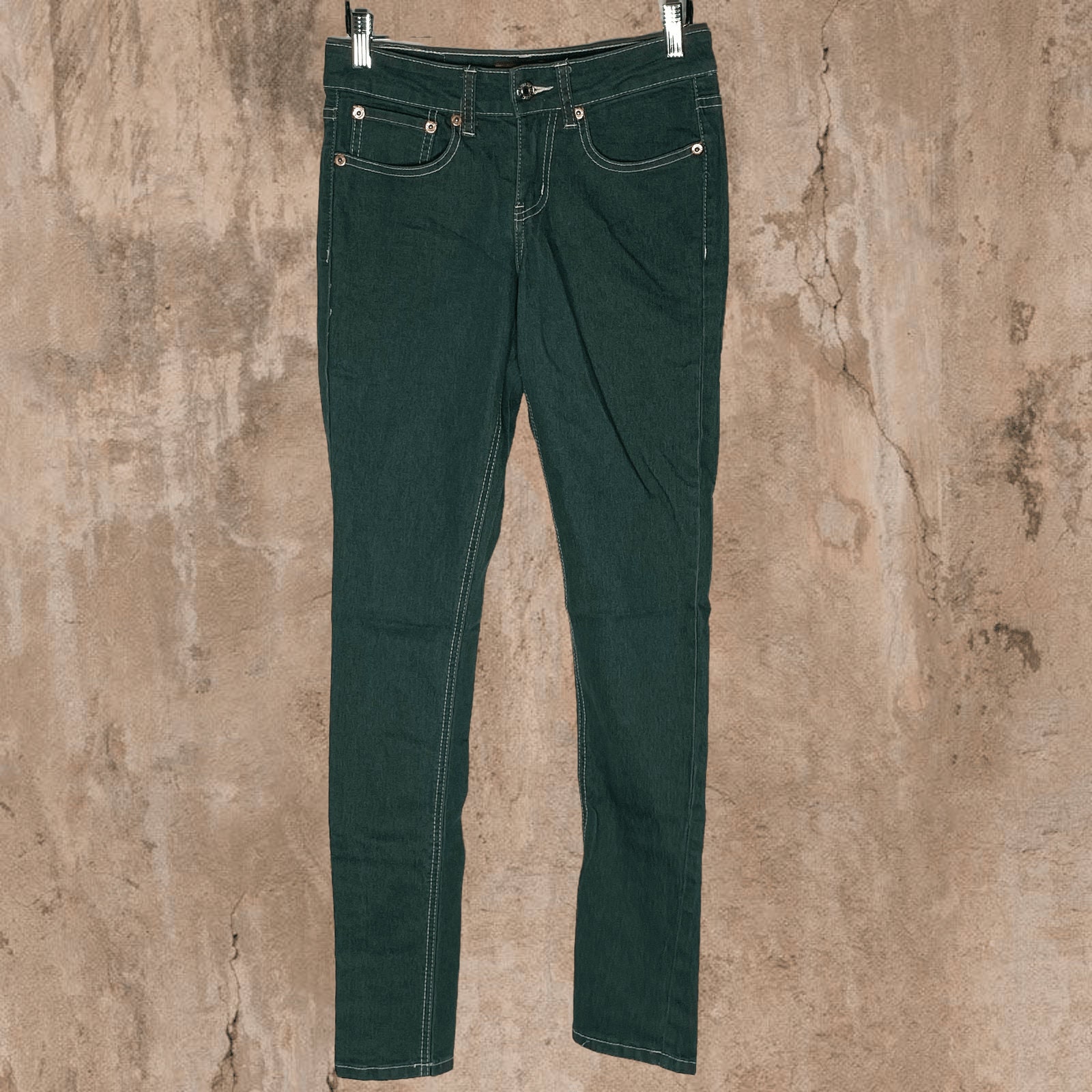 Vintage Forest Green Skinny Jeans Tapered Rap Style Y2K munimoro.gob.pe