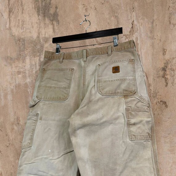 Vintage Carhartt Carpenter Pants Tan Canvas Baggy Fit Work Wear Painters 90s