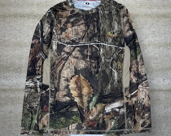 Vintage 90s Mossy Oak Shirt Mens S Hunting Camo Polyester Long Sleeve Woodland