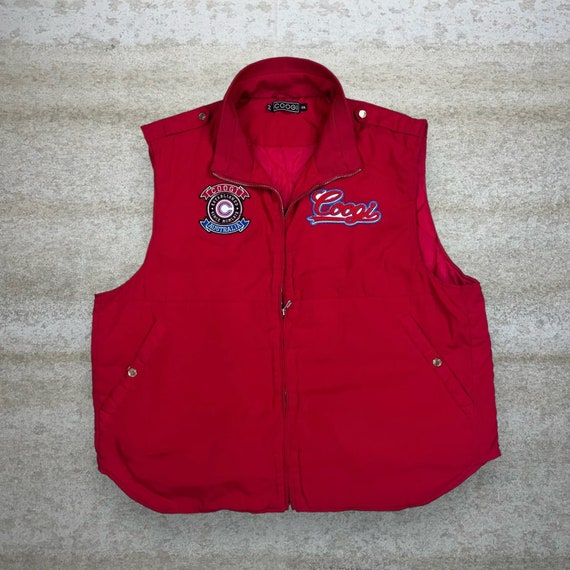 Vintage Coogi Puffer Vest XXL Jacket Zip Up Crims… - image 1