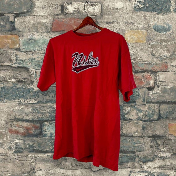 Vintage Nike Shirt Black Spellout Logo Crimson Re… - image 4