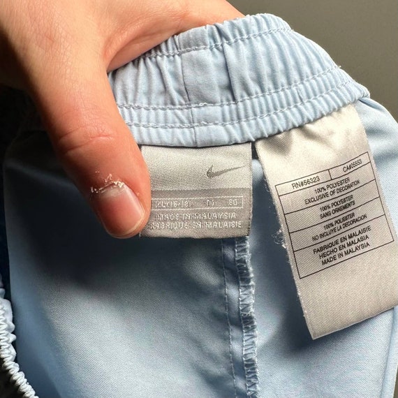 Vintage Nike Track Pants Light Blue Polyester Sweatpants Black