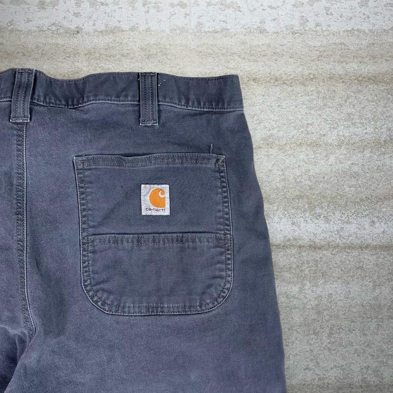 Vintage 90s Carhartt Carpenter Pants 38x32 Straight Fit Iron Grey Dungarees image 3