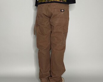 Vintage 90s Dickies Carpenter Pants 34x32 Relaxed Chocolate Brown Dungarees Work