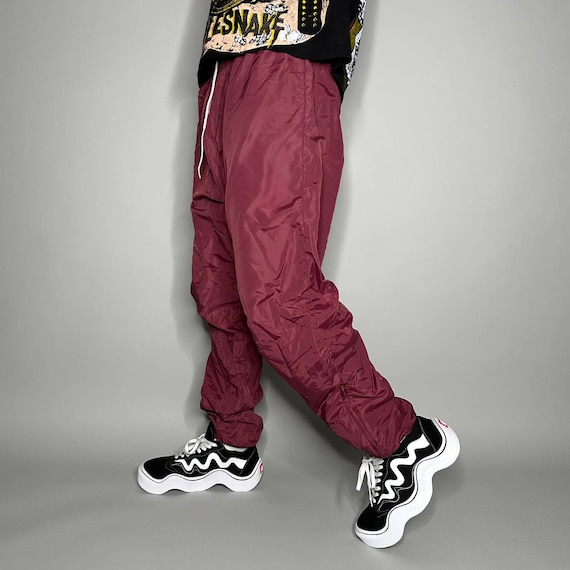 Vintage Track Pants Maroon Red Polyester Joggers … - image 1