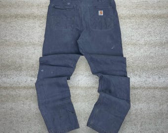 Pantalon Carhartt Carpenter vintage des années 90, coupe droite 38 x 32, salopette gris fer