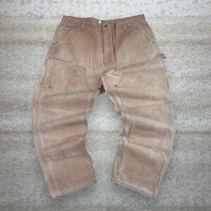 Vintage 90s Carhartt Carpenter Pants 40x30 Tan Union Made in USA Faded image 2