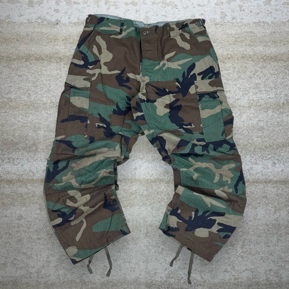 Vintage Military Camo Tactical Pants Baggy Double… - image 2