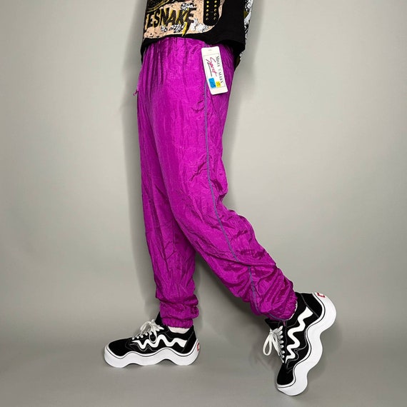 Vintage Track Pants Hot Pink Nylon Joggers Elastic Cuffs Has - Etsy