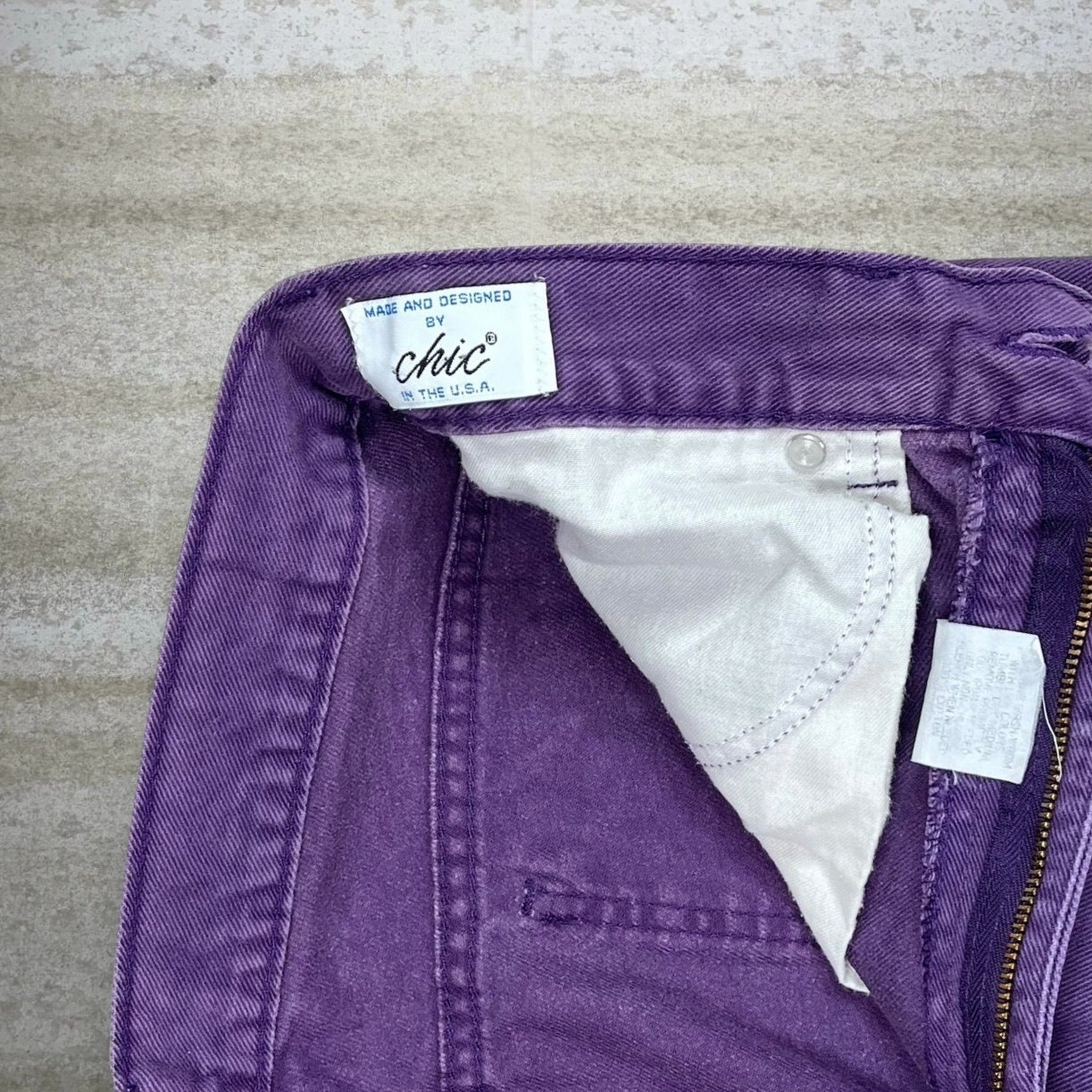 Vintage Chic Jeans Grape Purple Wash Baggy Fit Tapered Leg