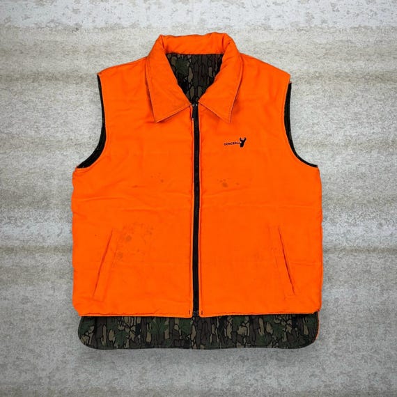 Vintage Rebark Hunting Camo Puffer Vest Mens XL Reversible Orange Insulated Full Zip 90s Etsy Ireland