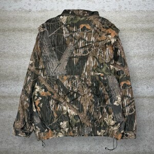 Vintage jaren 90 bemoste eiken jas heren L jacht camo polyester met volledige ritssluiting bos afbeelding 2