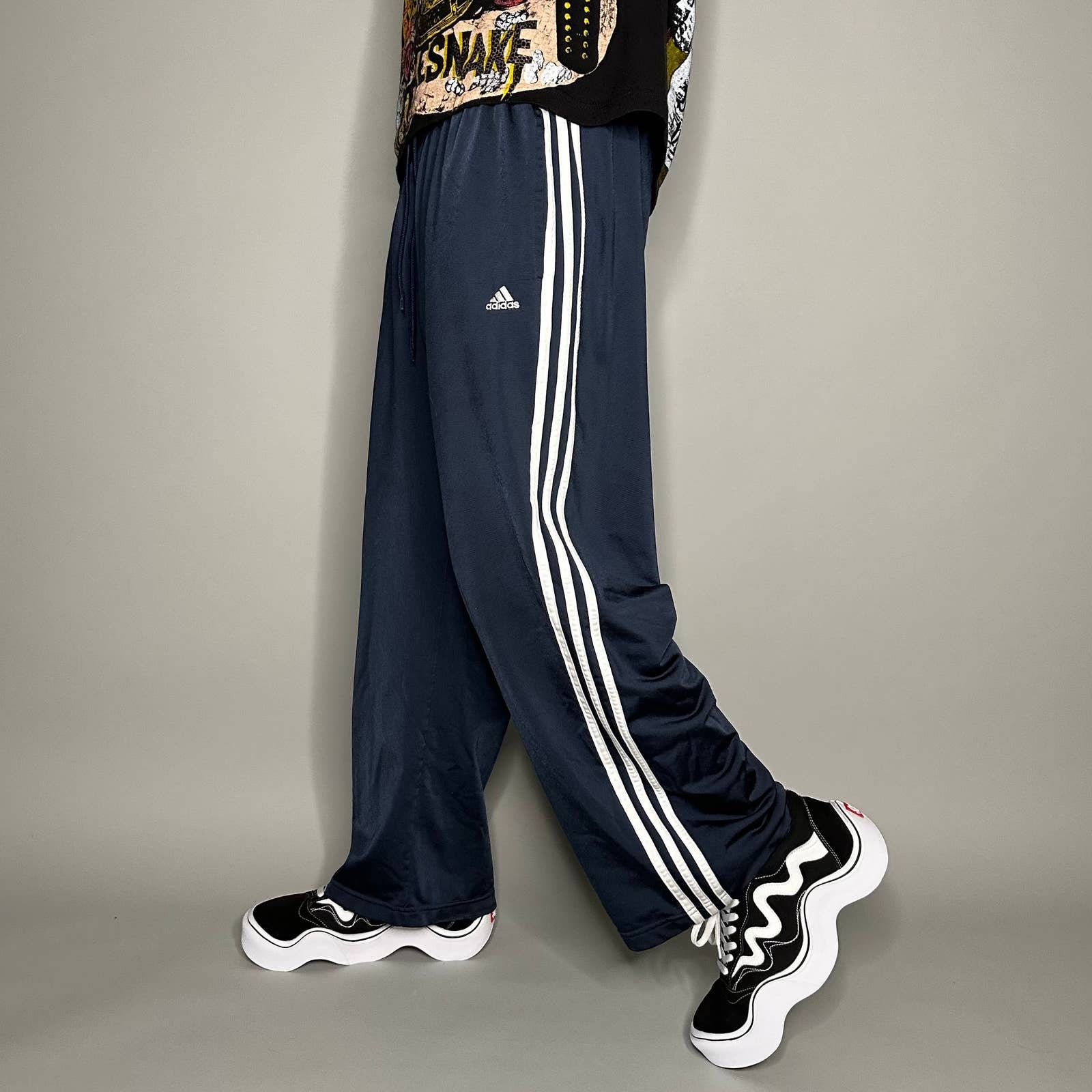 Adidas Sweatpants Navy Blue Polyester White 3 Stripes - Etsy