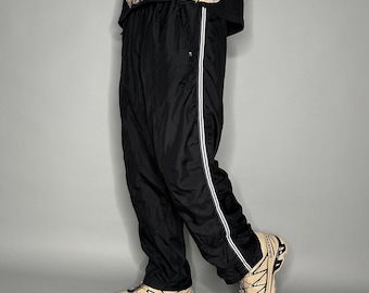 Pantaloni da tuta vintage Y2K Starter da uomo, larghi, neri e bianchi, in poliestere, taglia M