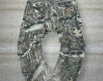Vintage 90s Mossy Oak Jeans 38x30 Baggy Wide Leg Hunting Camo Double Knees