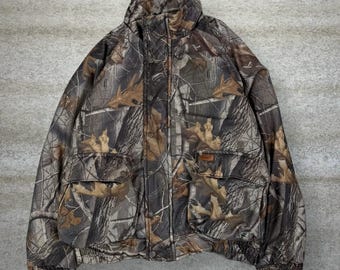 Vintage 90s Realtree Woolrich Jacket Mens M Hunting Camo Full Zip Woodland