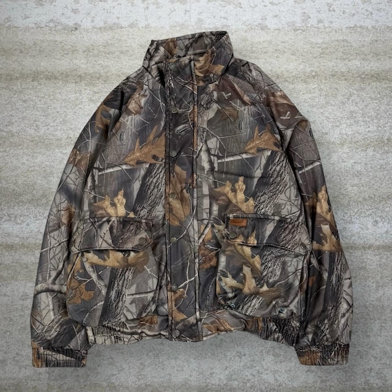 Vintage 90s Realtree Woolrich Jacket Mens M Hunting Camo Full Zip