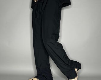 Vintage Y2K Nike Track Pants Mens XL Jet Black Red Flared Polyester Sweatpants