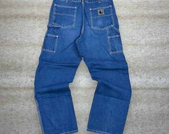 Vintage 90s Berne Carpenter Jeans 36x32 Baggy Medium Wash Work Wear Denim