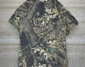 Vintage 90er Jahre Mossy Oak Shirt Herren XL Jagd Camo Baumwolle Kurzarm Woodland