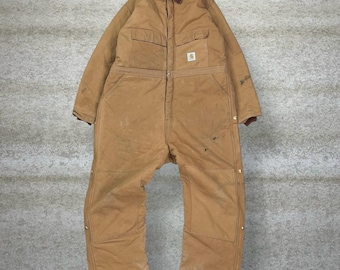Vintage 90s Carhartt Tan Insulated Coveralls - 46 Short | Cotton