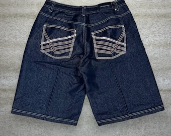 Shorts vaqueros skater vintage Y2K RK Icon, holgados, de 38 x 12 pulgadas, pernera ancha, negros, entrepierna de 12 pulgadas