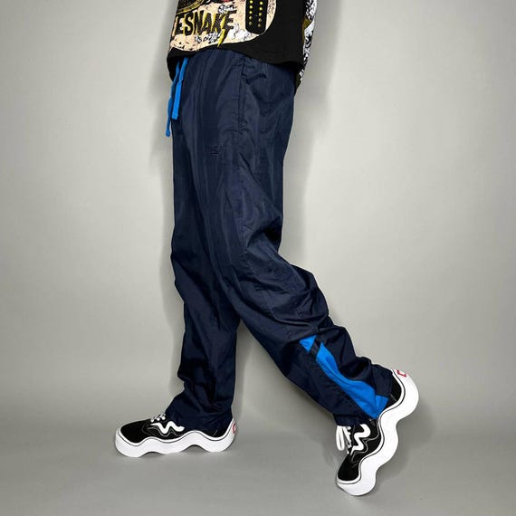 Vintage 90s Starter Track Pants Mens S Navy Blue Polyester Has