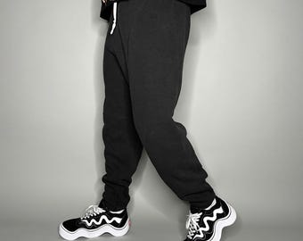 Vintage 90s USA Olympics Sweatpants Mens M  Jet Black Cotton Joggers Cuffs