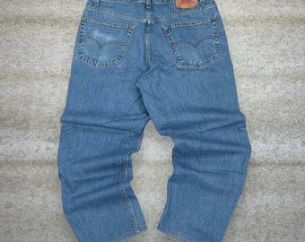 Vintage 90s Levis 550 Jeans 38x30 Relaxed Fit Medium Wash Denim Red Tab