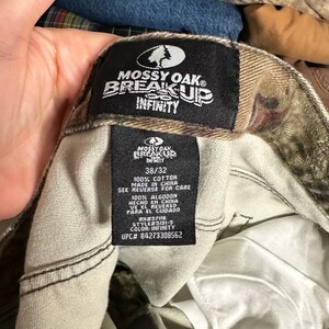 Vintage jaren 90 bemoste eiken camouflagebroek 38 x 32 baggy wijde pijpen jachtbos afbeelding 5