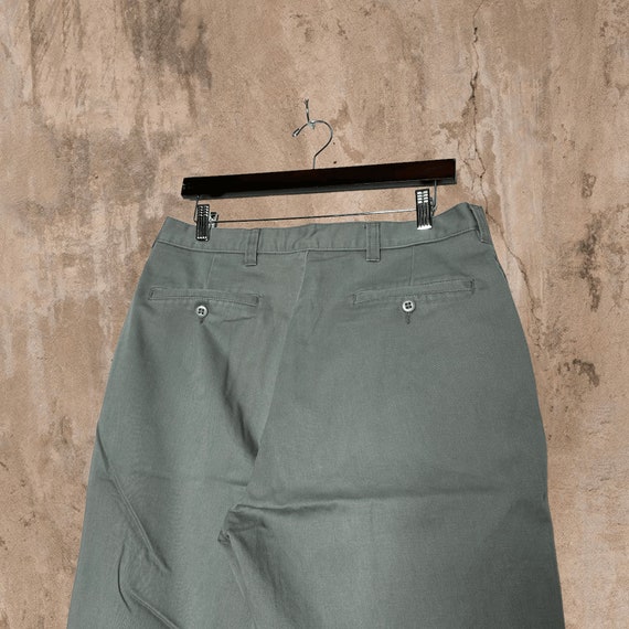 Vintage Sage Green Khakis Pants Baggy Fit Flat Front St Johns Bay