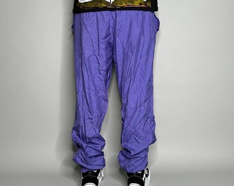 無料配達 Vintage Elastic Joggers Nylon Purple Violet Pants Track パンツ