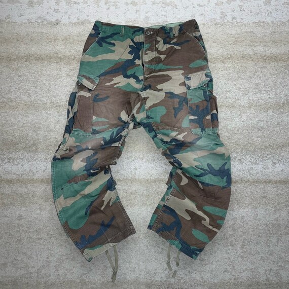 Vintage Military Camo Tactical Pants Baggy Double… - image 2