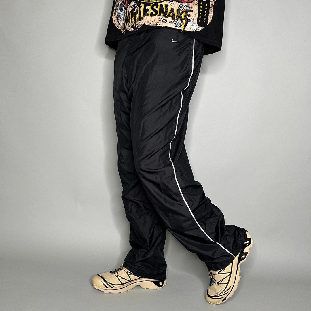 Vintage Y2K Nike Track Pants Womens XL Baggy Wide Leg Black