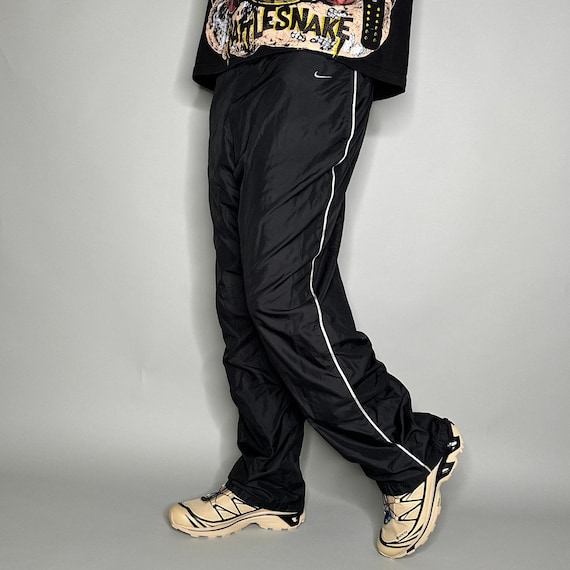 Vintage Y2K Nike Track Pants Womens XL Baggy Wide Leg Black