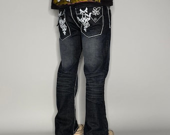 Vintage Y2K G Lutchini Jeans 34x32 Relaxed Boot Cut Jet schwarz waschen