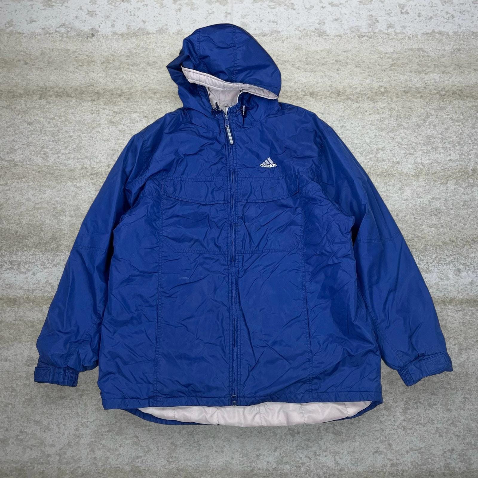 Vintage 90s Adidas Puffer Jacket Mens L Royal Blue Nylon Insulated