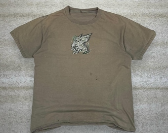 Vintage Y2K Skater Shirt Mens XL Thrashed Brown Robo 3 Cotton Short Sleeve
