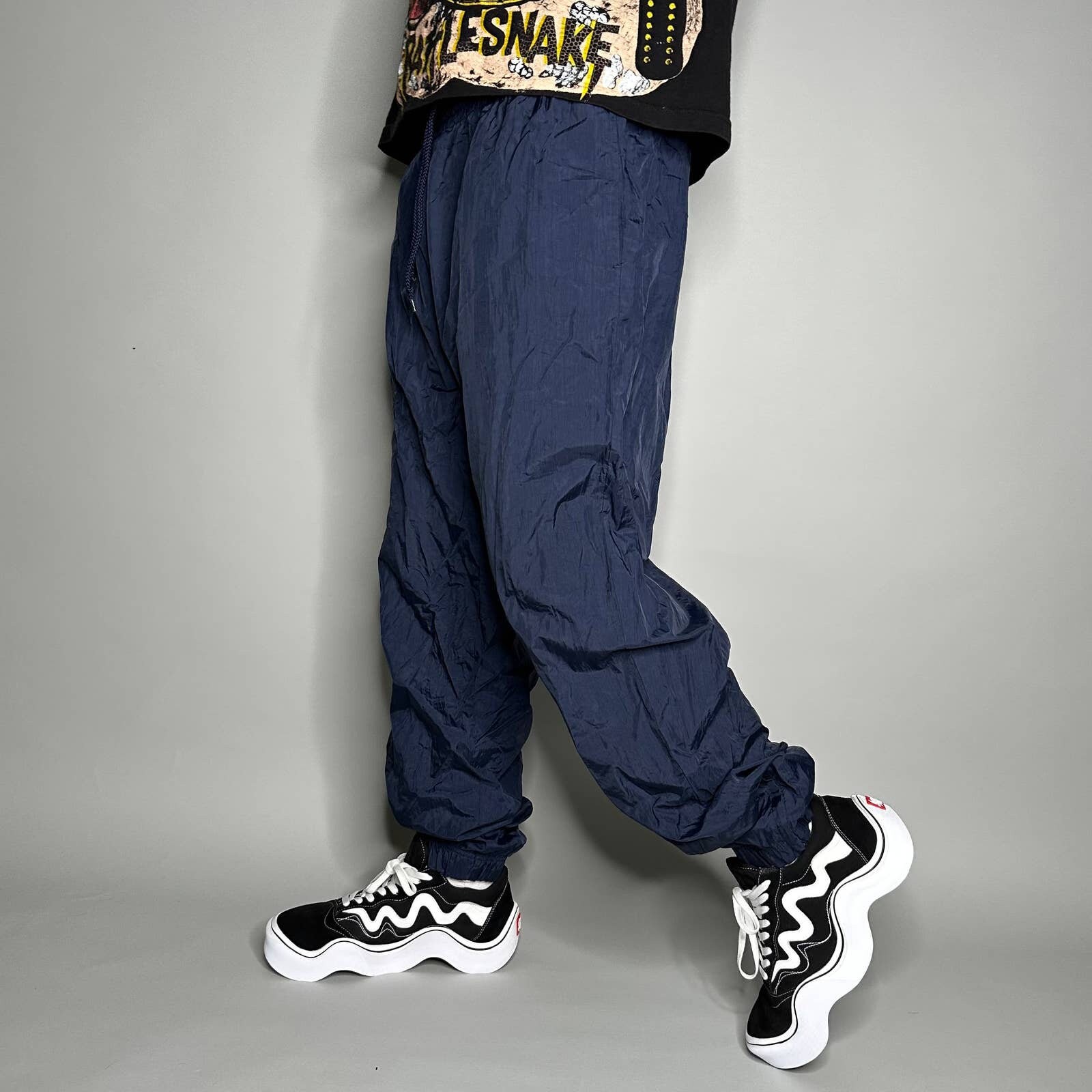Vintage Track Pants Navy Blue Nylon Joggers USA Olympics Zippers