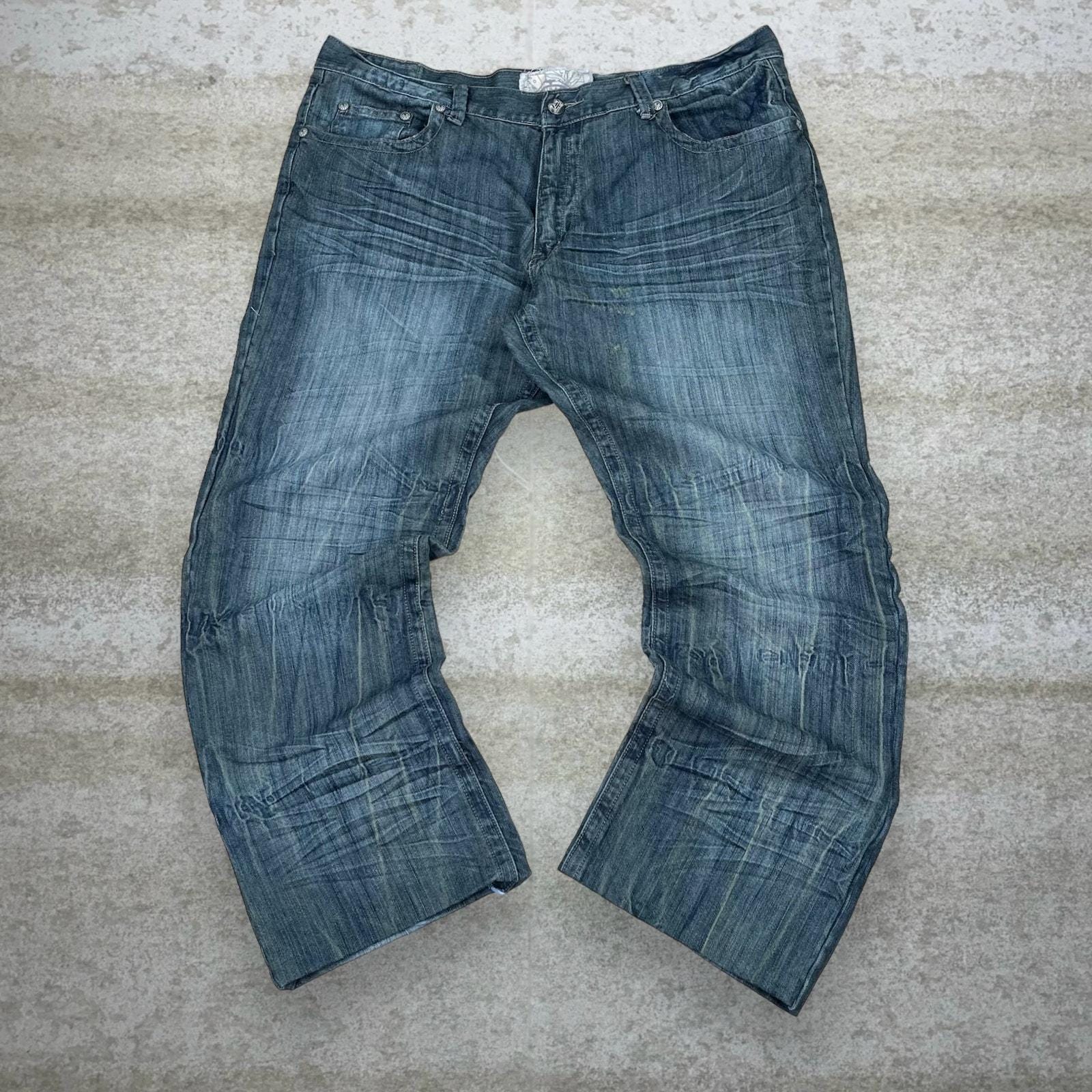 Vintage Skater Wide Leg Jeans 42x30 Fusal Dark Wash Baggy