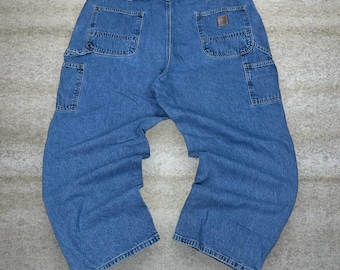 Vintage 90s Carhartt Carpenter Jeans 40x28 Baggy Wide Leg Fit Medium Wash Work