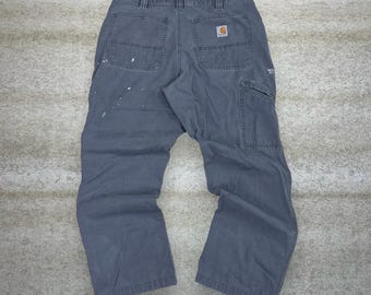 Vintage 90s Carhartt Carpenter Pants 34x30 Relaxed Iron Grey Canvas Dungarees