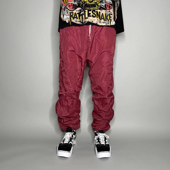 Vintage Track Pants Maroon Red Polyester Joggers … - image 2