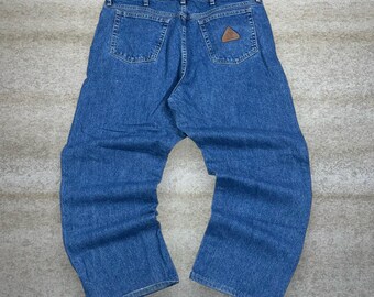Vintage 90s Bulwark FR Jeans 40x30 Baggy Wide Leg Fit Medium Wash Denim