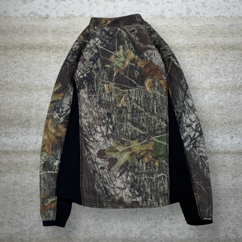 Vintage 90s Mossy Oak Hunting Camo Shirt Mens L Woodland Cotton Long Sleeve image 2