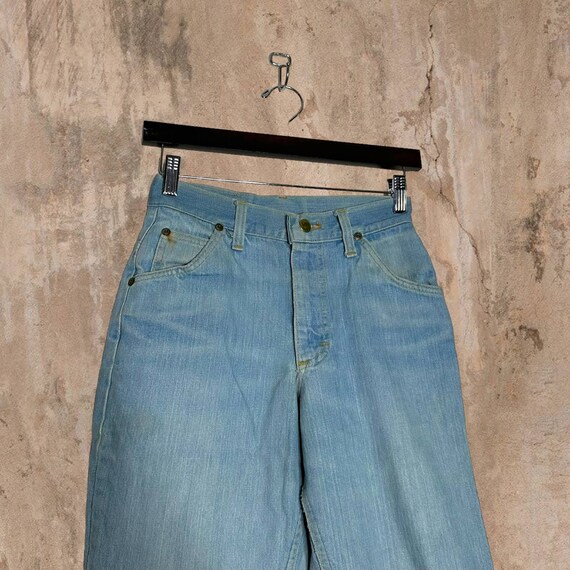 Vintage Lee MR Flared Jeans Light Wash Made in US… - image 4