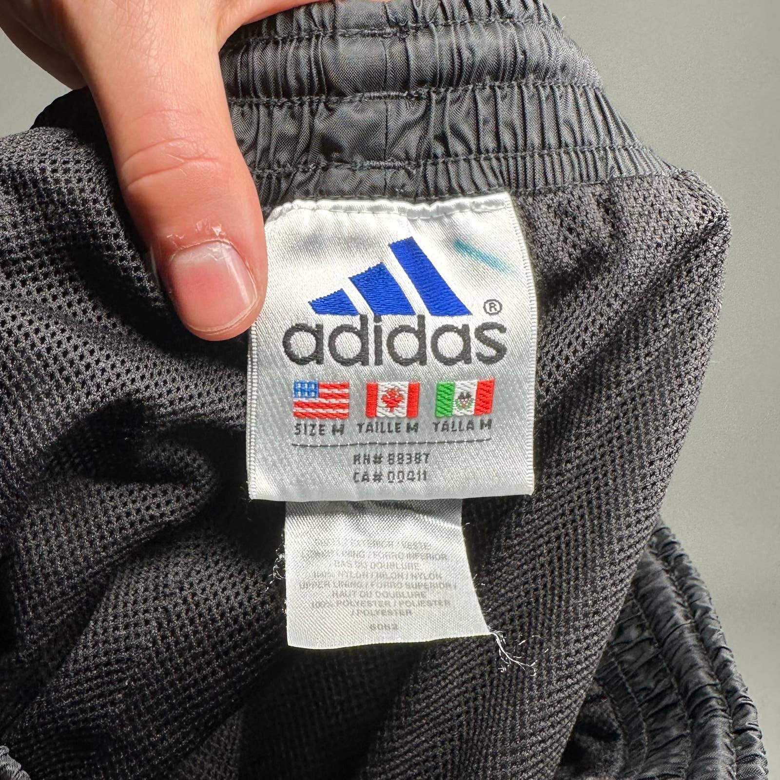 Vintage Adidas Track Pants Jet Black Nylon Sweatpants Grey 3 Stripes Baggy  Fit Mesh Lined Has Ankle Zippers White Tag 90s -  Canada