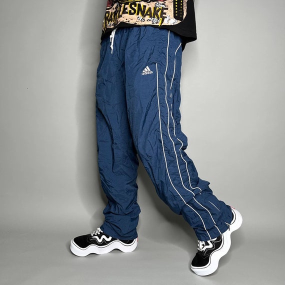 90s VINTAGE ADIDAS WINDBREAKER TRACK PANTS, These